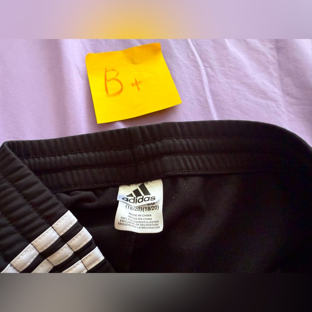 adidas Kids Black Joggers with White Stripes